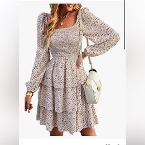 Amazon Red Floral Long Sleeve Dress